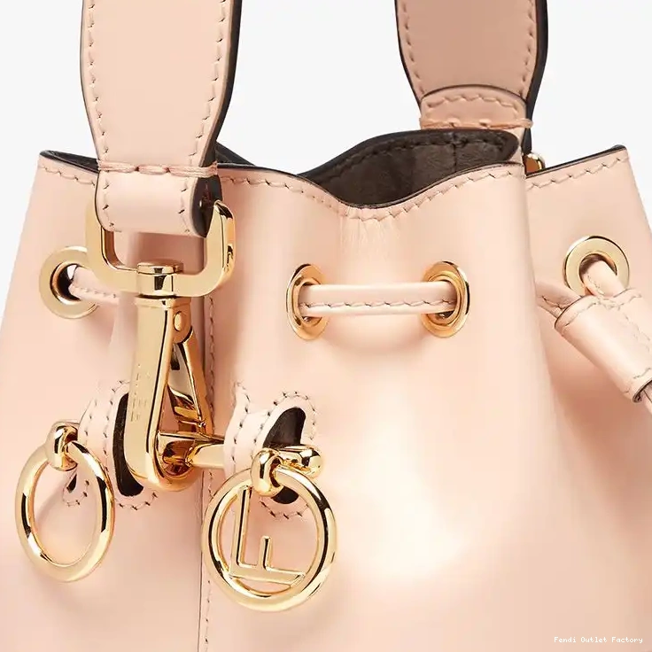 Affordable HOT Leather Bucket Logo ROMA Tresor Fendi Mini Calf Mon Bag In Cherry 0602